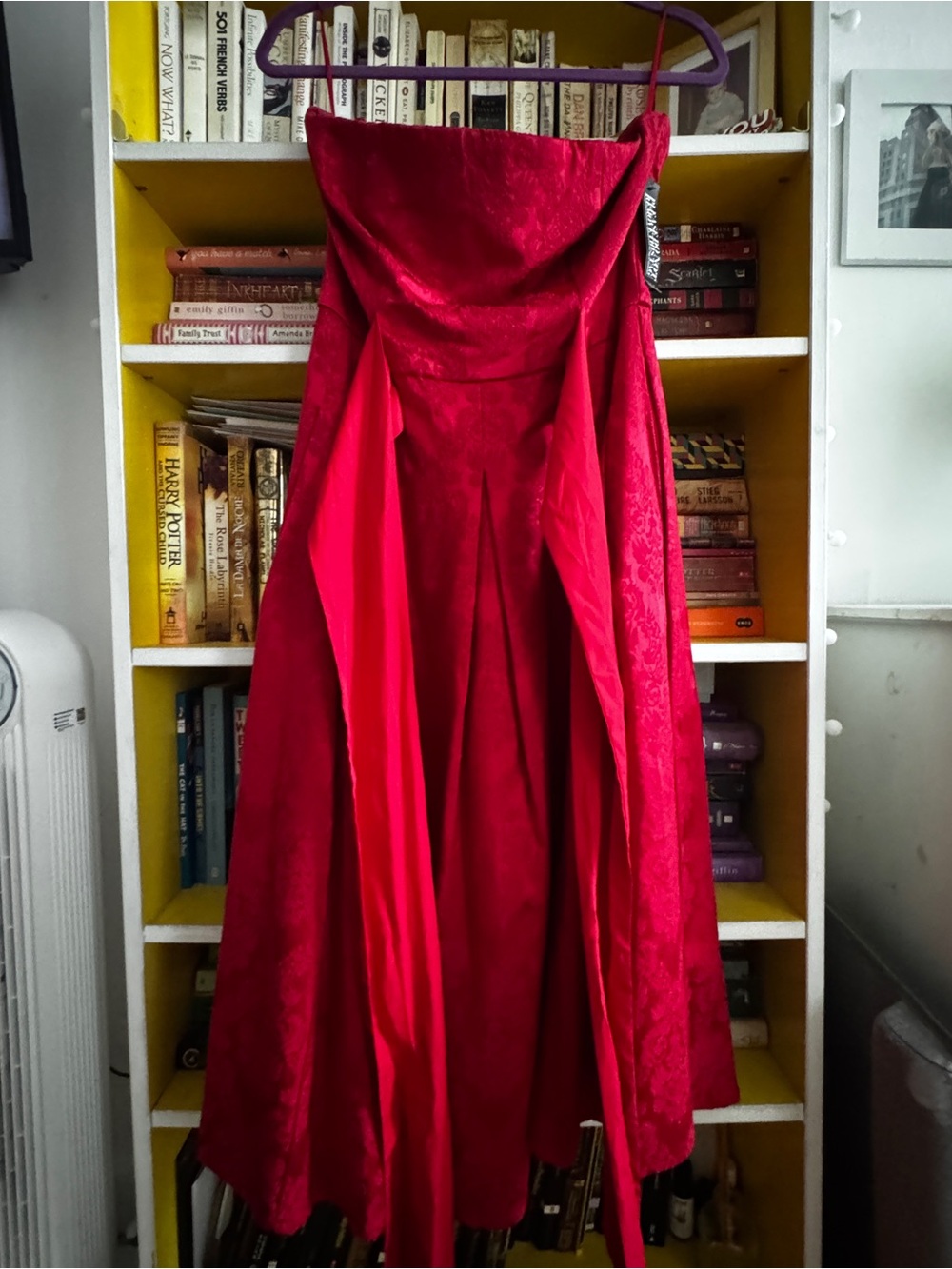 New York & Company Strapless Scarlet Red Midi Dress
